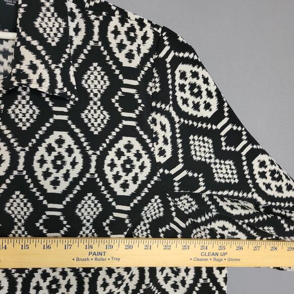 Maggie Barnes Button Front Top Womens 1X 18/20 Black Ivory Attached Tank - Picture 8 of 13